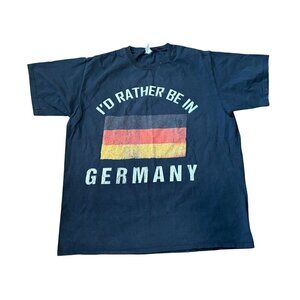 I'd Rather Be in Germany Funny German Flag T-shirt Short Sleeve Mens XL